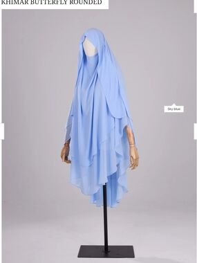 Ayada Sky Blue Asymmetrical Hijab Khimar